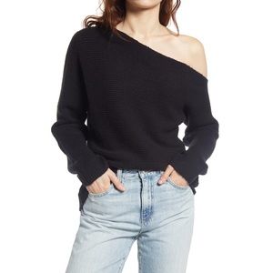 NWT Treasure & Bond Ribbed One-Shoulder Pullover in Black